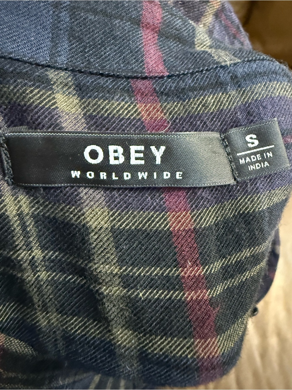 Obey Navy Plaid Mini Shirt Dress - Picture 3 of 4